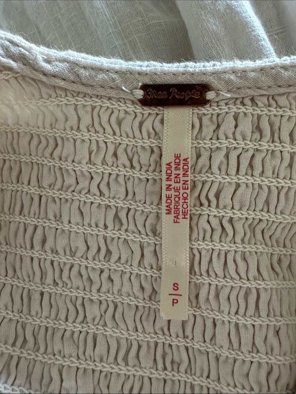 Free People Nightingale Smocked Seersucker Midi Dress in Tea Navy Combo New!